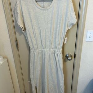 Casual Cream Cutout Back Midi Dress